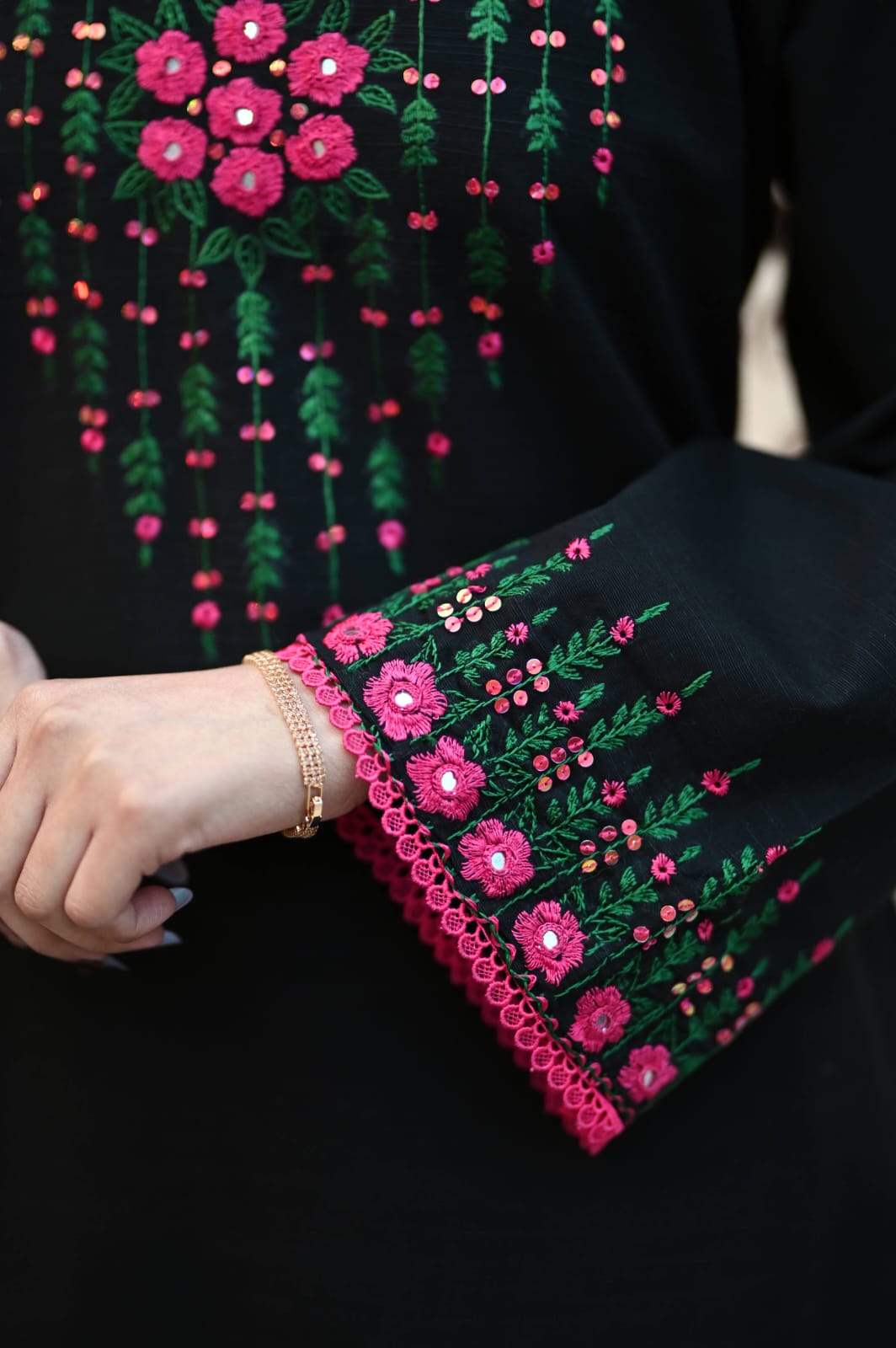 Soft Khaddar 2-Piece Suit with Handmade Mirror & Sitara Embroidery