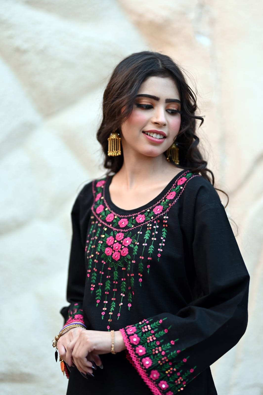 Soft Khaddar 2-Piece Suit with Handmade Mirror & Sitara Embroidery