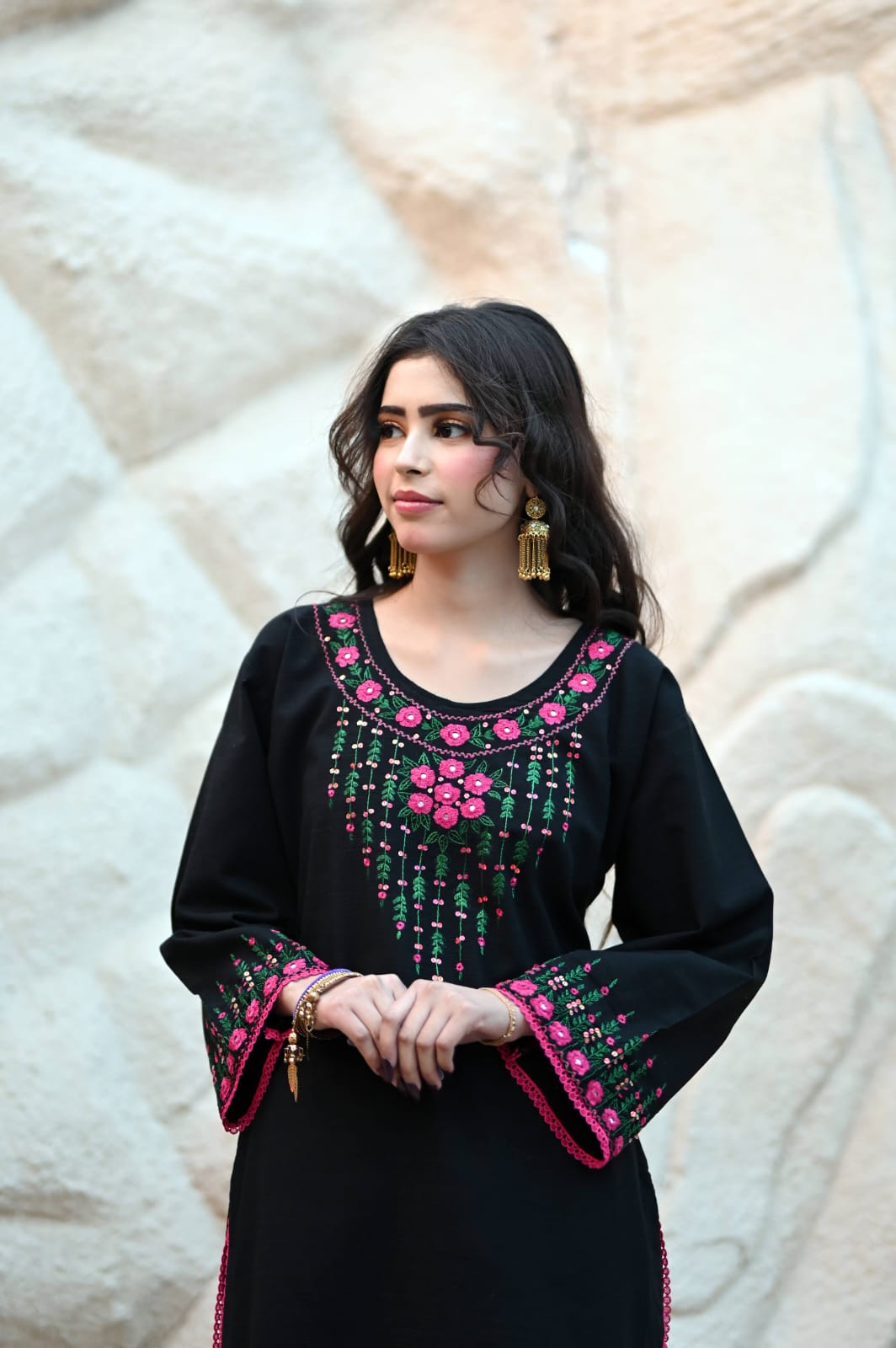 Soft Khaddar 2-Piece Suit with Handmade Mirror & Sitara Embroidery