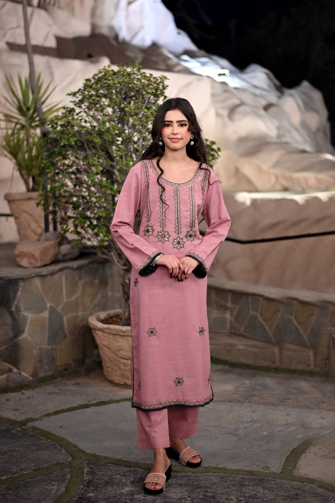 Soft Khaddar 2-Piece Suit with Handmade Embroidery