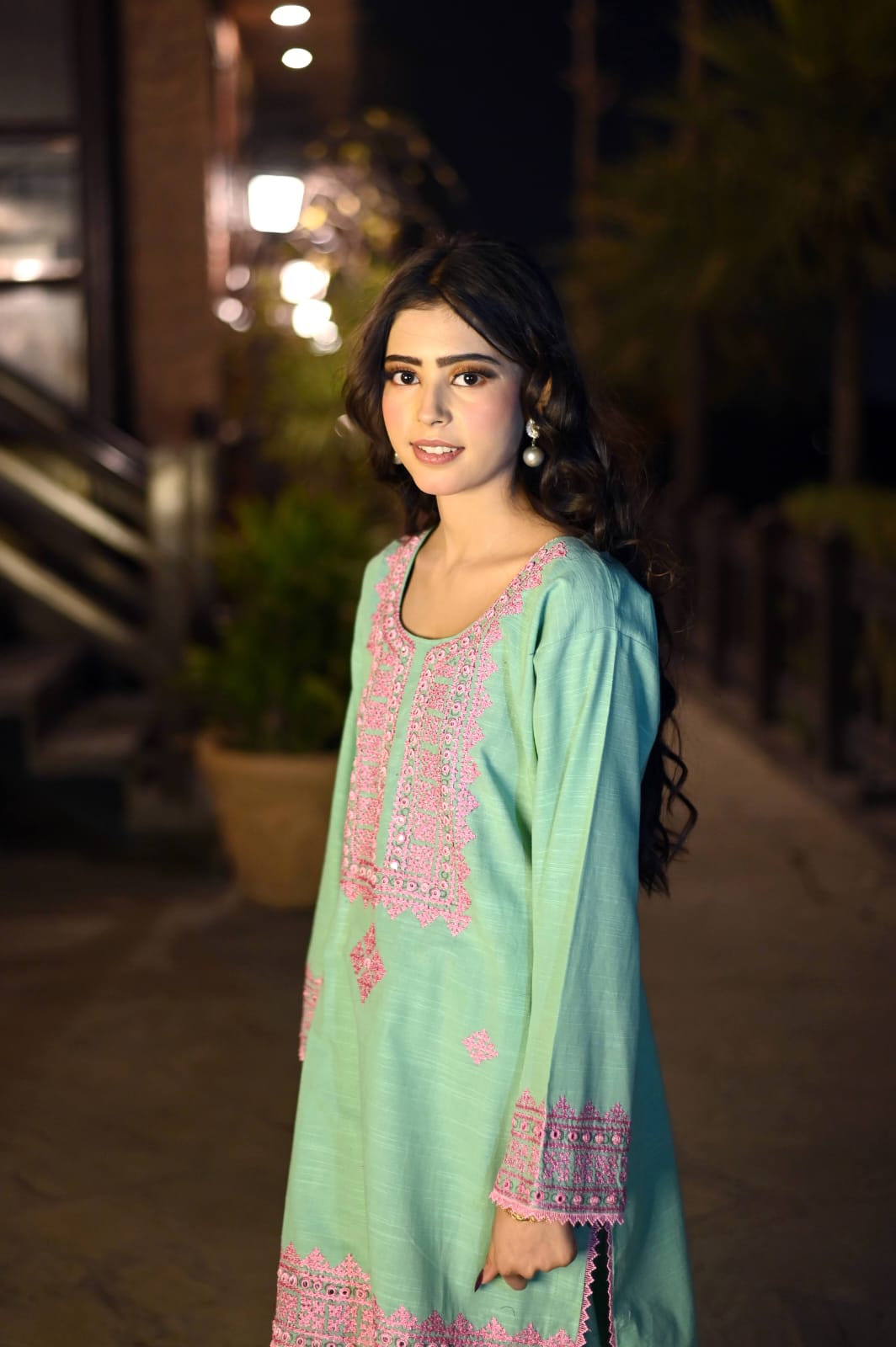 Soft Khaddar 2-Piece Suit with Mirror & Handmade Embroidery